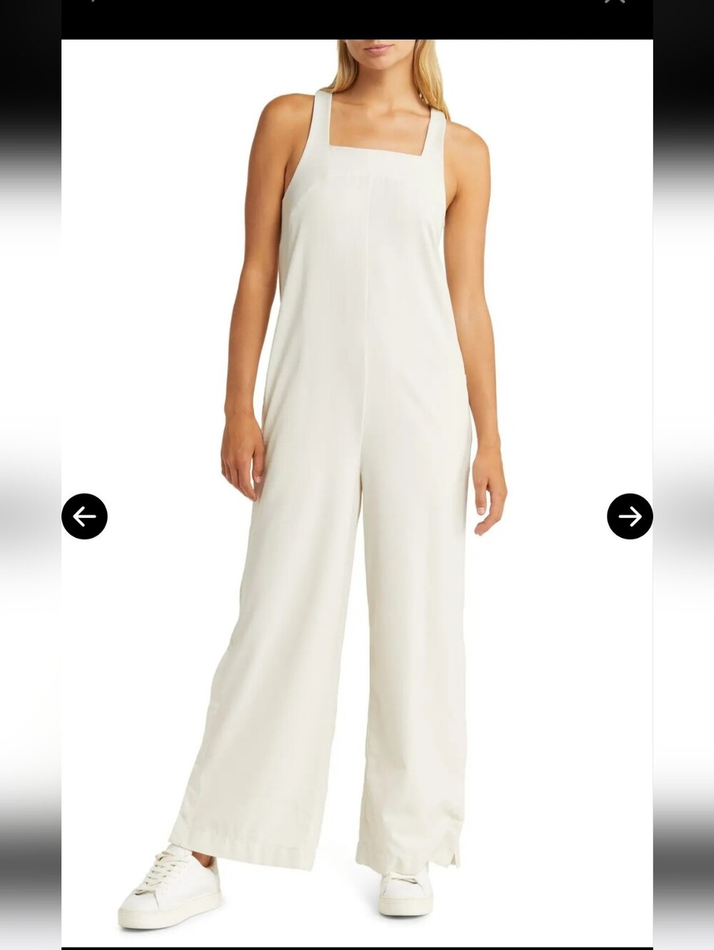 Zella Cream Wide-Leg Square-Neck Jumpsuit